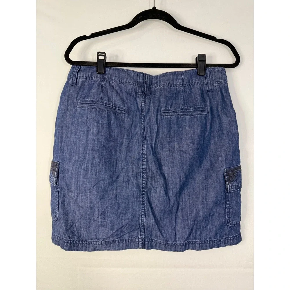 Sonoma Denim Cargo Skort Womens‎ 10 Blue Excellent Embroidered Utility Mini